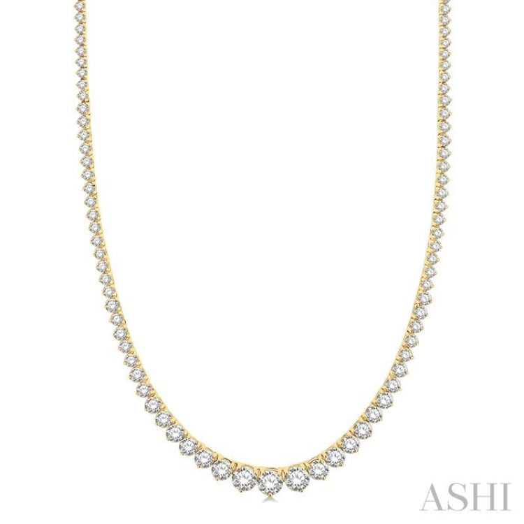 10 Ctw Riviera Round Cut Diamond Necklace in 14K Yellow Gold