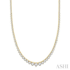 10 Ctw Riviera Round Cut Diamond Necklace in 14K Yellow Gold