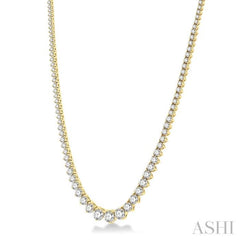 10 Ctw Riviera Round Cut Diamond Necklace in 14K Yellow Gold