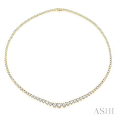 10 Ctw Riviera Round Cut Diamond Necklace in 14K Yellow Gold