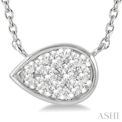 1/6 Ctw Pear Shape Lovebright Diamond Pendant With Chain in 14K White Gold