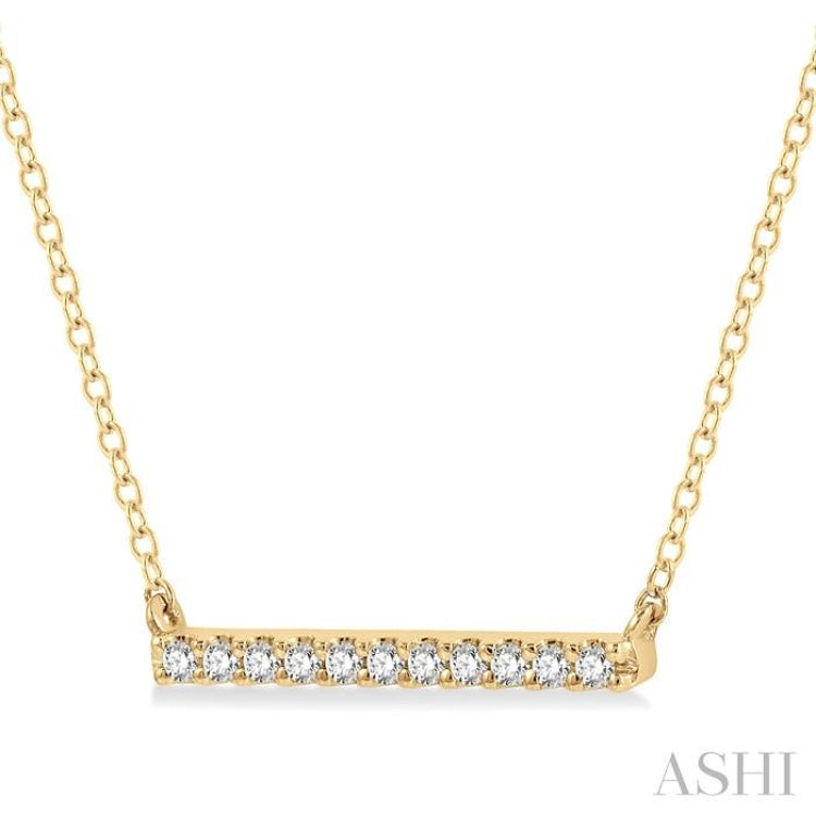 1/8 Ctw Bar Single Cut Diamond Petite Necklace in 10K Yellow Gold