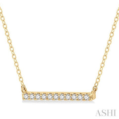 1/8 Ctw Bar Single Cut Diamond Petite Necklace in 10K Yellow Gold