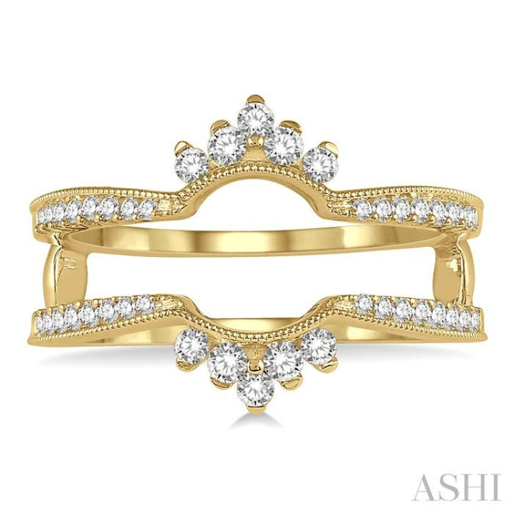 1/3 Ctw Curved Center Round Cut Diamond Insert Ring in 14K Yellow Gold