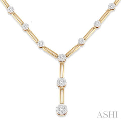 2 Ctw Lovebright Round Cut Diamond Elongated Link Necklace in 14K Yellow and White Gold