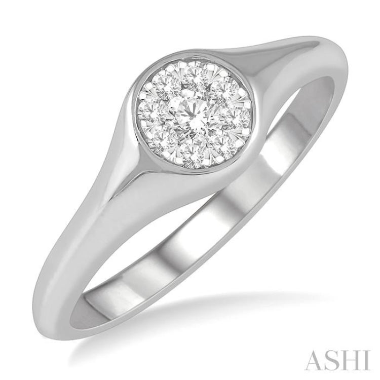 1/6 Ctw Round Shape Lovebright Diamond Ring in 14K White Gold