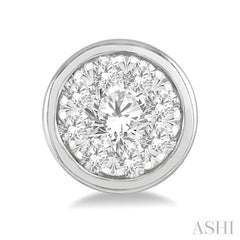 1/3 Ctw Medallion Lovebright Round Cut Diamond Bezel Stud Earring in 14K White Gold