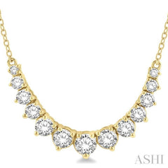 1 Ctw Graduated Round Cut Diamond Smile Necklace in 14K Yellow Gold
