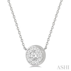 1/3 Ctw Round Shape Lovebright Diamond Pendant With Chain in 14K White Gold