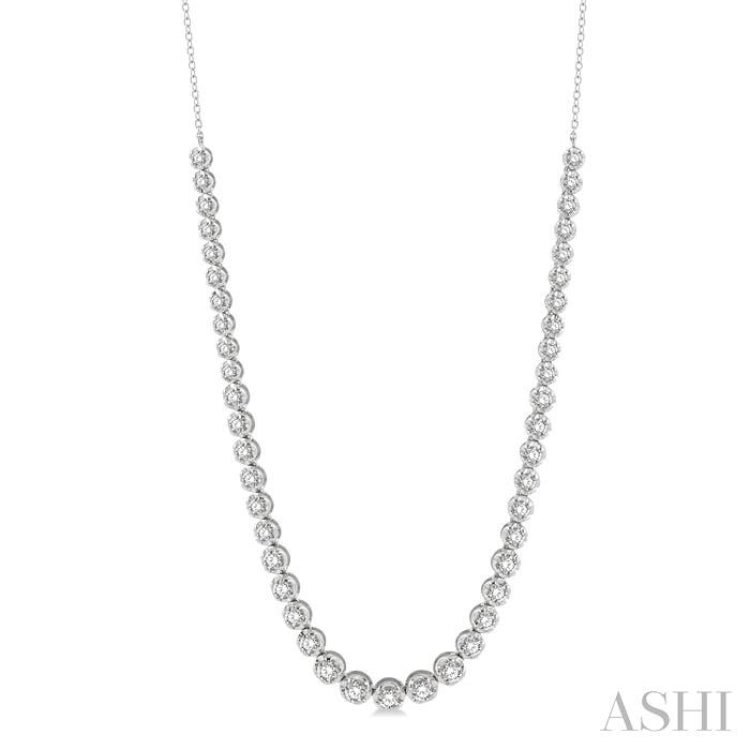 3 Ctw Round Cut Diamond Illusion Necklace in 14K White Gold