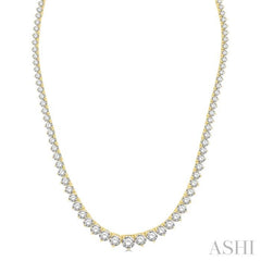 15 Ctw Riviera Round Cut Diamond Necklace in 14K Yellow Gold