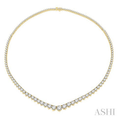 15 Ctw Riviera Round Cut Diamond Necklace in 14K Yellow Gold