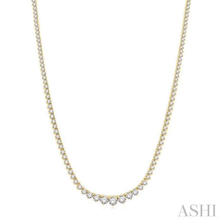 7 Ctw Riviera Round Cut Diamond Necklace in 14K Yellow Gold