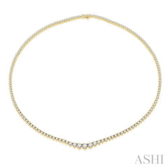 7 Ctw Riviera Round Cut Diamond Necklace in 14K Yellow Gold