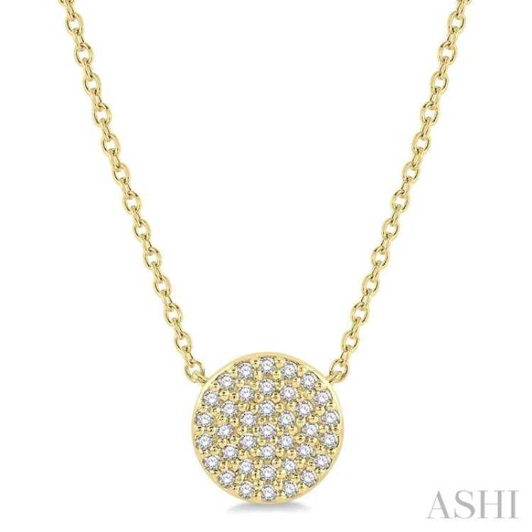 1/6 Ctw Disc Round Cut Diamond Petite Pendant With Chain in 10K Yellow Gold