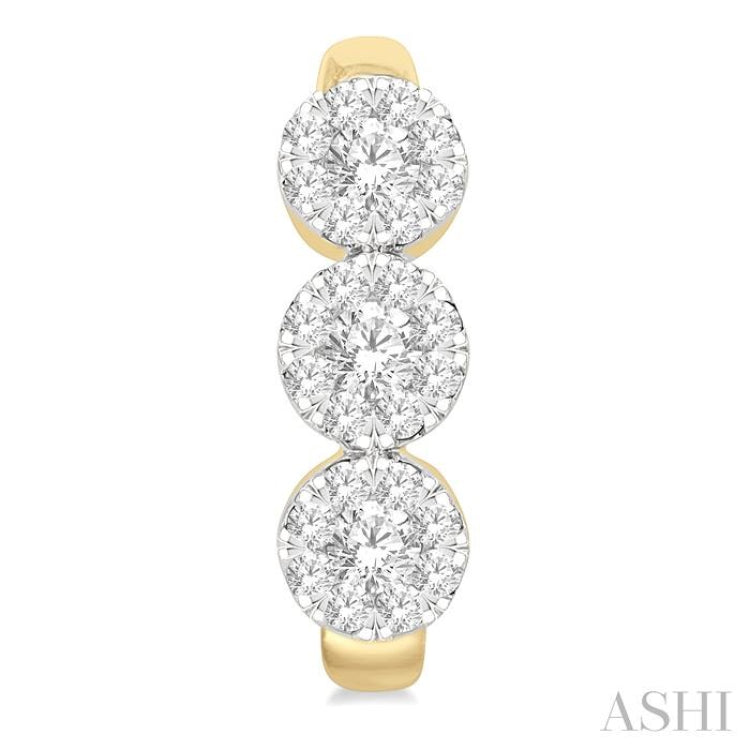 7/8 Ctw Lovebright Round Cut Diamond Half Hoop Earring in 14K Yellow and White Gold