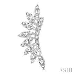 1/3 Ctw Arched Marquise Projection Single Cut Diamond Petite Fashion Earring in 14K White Gold