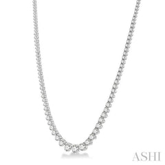 10 Ctw Riviera Round Cut Diamond Necklace in 14K White Gold