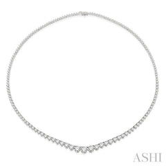 10 Ctw Riviera Round Cut Diamond Necklace in 14K White Gold