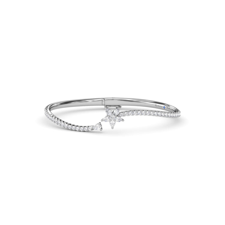 Asymmetrical Diamond Bangle Bracelet 