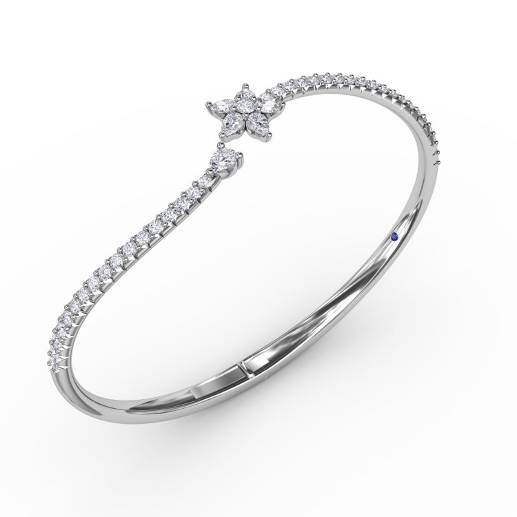 Asymmetrical Diamond Bangle Bracelet 