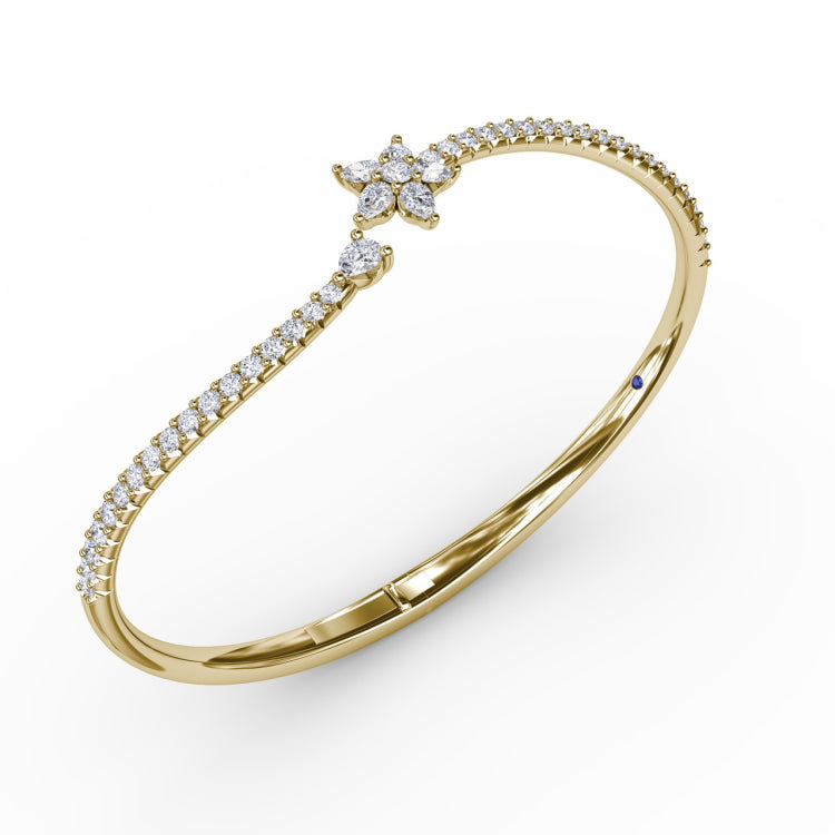 Asymmetrical Diamond Bangle Bracelet 