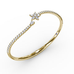Asymmetrical Diamond Bangle Bracelet 