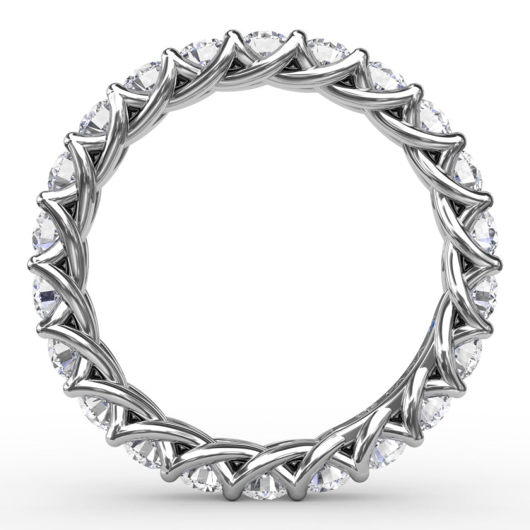 Shared Prong Woven Eternity Band 