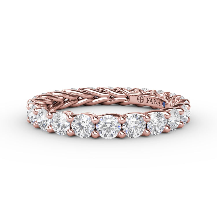Shared Prong Woven Eternity Band 