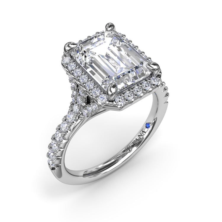 Split Shank Diamond Halo Engagement Ring 