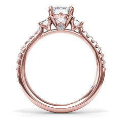 Enchanted Three Stone Emerald Diamond Engagement Ring 