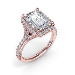 Split Shank Diamond Halo Engagement Ring 