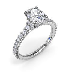 Sophisticated Side Cluster Diamond Band Engagement Ring 