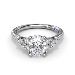 Marquise Side Cluster Diamond Engagement Ring 
