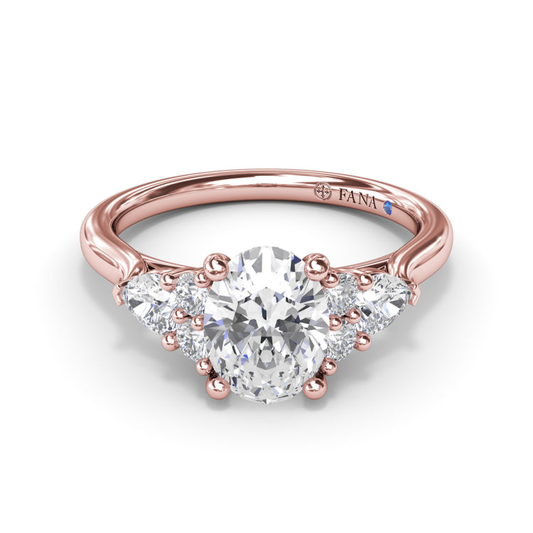 Pear Side Cluster Diamond Engagement Ring 