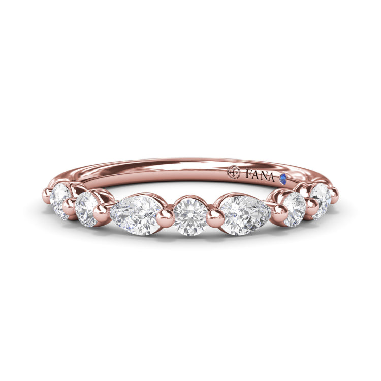 Alternating Round and Teardrop Diamond Wedding Band 