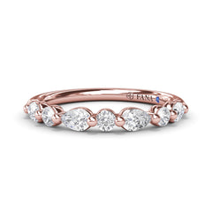 Alternating Round and Teardrop Diamond Wedding Band 