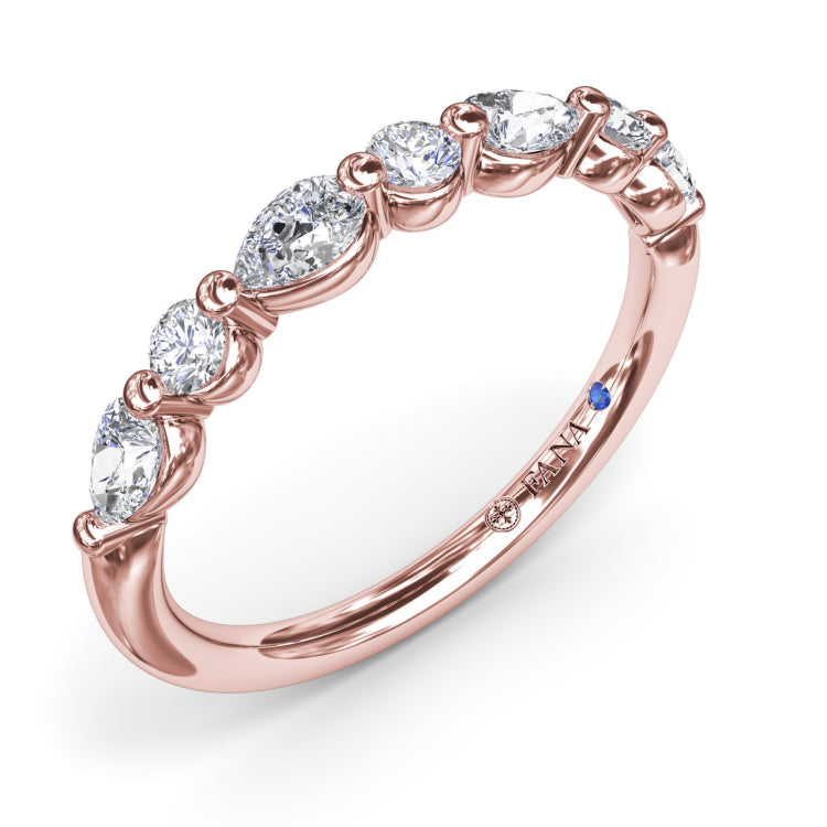 Alternating Round and Teardrop Diamond Wedding Band 