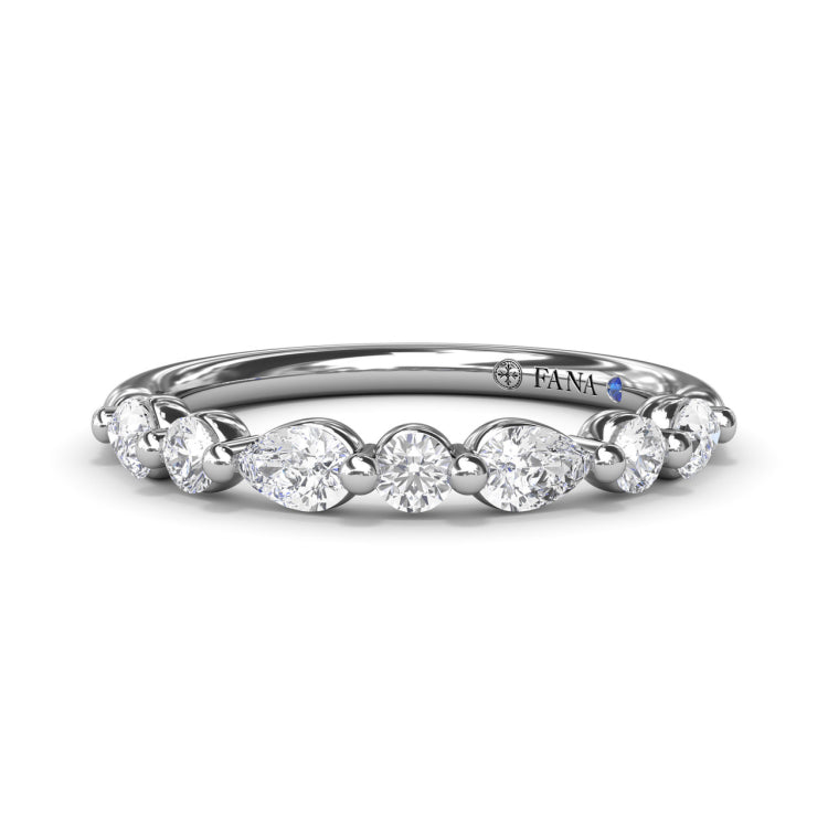 Alternating Round and Teardrop Diamond Wedding Band 