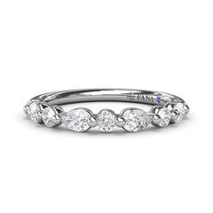 Alternating Round and Teardrop Diamond Wedding Band 