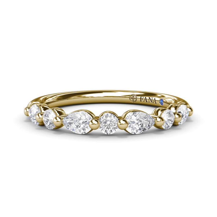 Alternating Round and Teardrop Diamond Wedding Band 