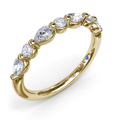 Alternating Round and Teardrop Diamond Wedding Band 