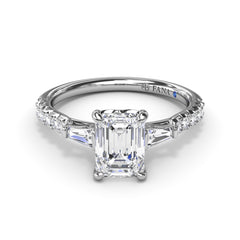 Emerald Cut and Tapered Baguette Engagement Ring 