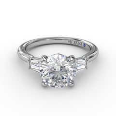 Double Baguette Diamond Engagement Ring 