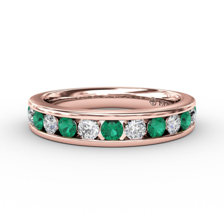 Single Row Emerald and Diamond Band
