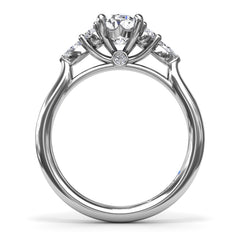 Marquise Side Cluster Diamond Engagement Ring 