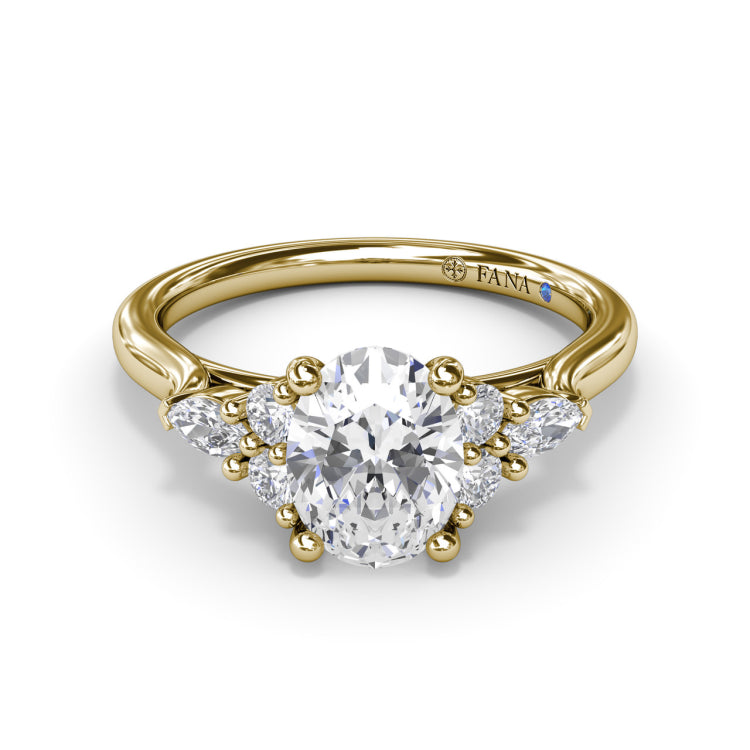 Marquise Side Cluster Diamond Engagement Ring 