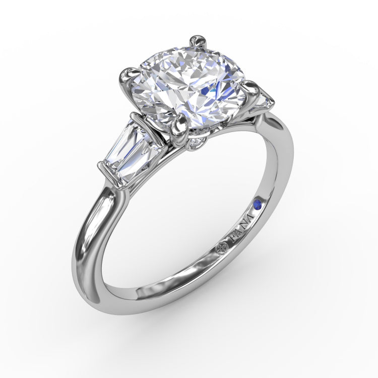 Double Baguette Diamond Engagement Ring 