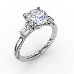 Double Baguette Diamond Engagement Ring 