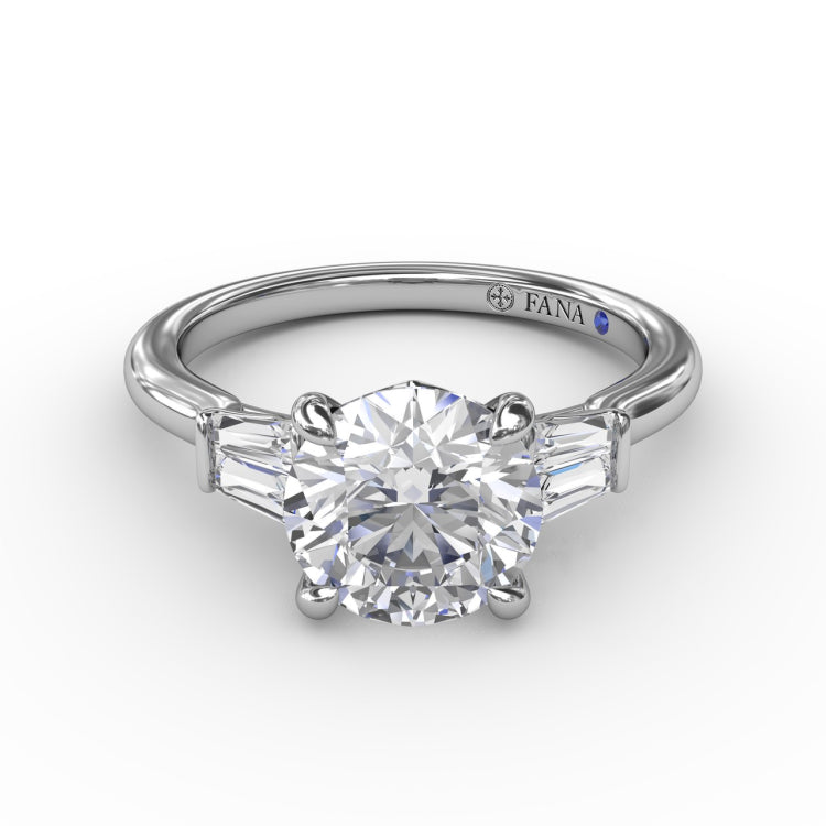 Double Baguette Diamond Engagement Ring 
